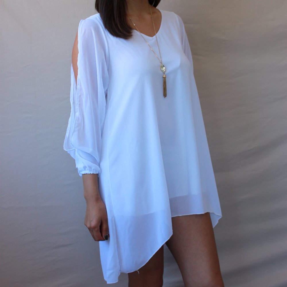 Open Arm Flowy Sheer Dress
